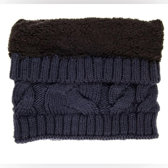 🦋B2G1🦋NOBLE MOUNT Mens Navy Cable Knit Toaster Snood Scarf NWT - Picture 6 of 8